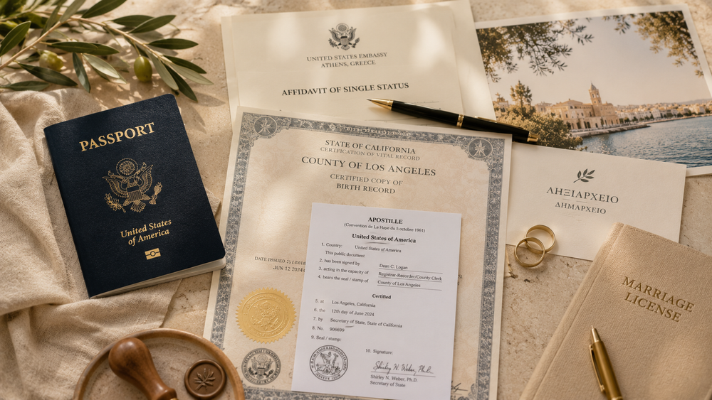 Getting legally married in Greece as a US citizen